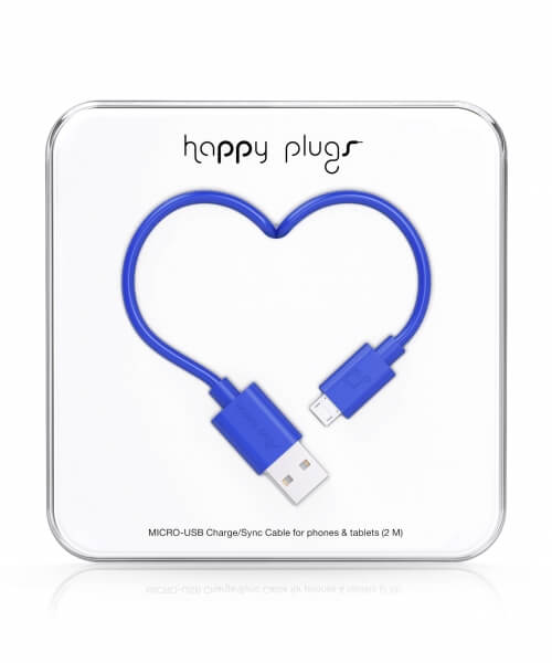 Happy Plugs Micro-USB to USB Charge/Sync Cable (2.0m) - Cobalt