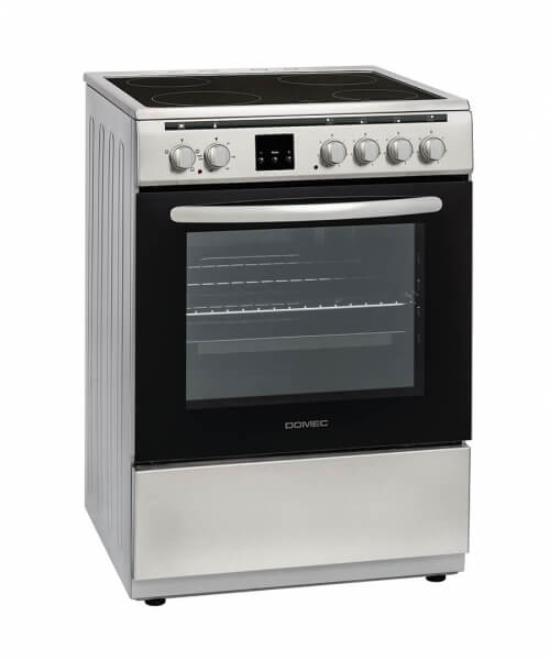 COCINA ELECTRICA CEX67SR 60 cms,. Vitrocerámico,  termostato, grill en horno, puerta doble vidrio, cajon deslizable calienta platos.-