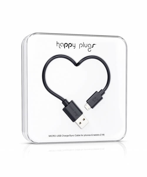 Happy Plugs Micro-USB to USB Charge/Sync Cable (2.0m) - Black